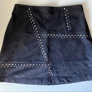 EXPRESS Black Suede Aline Skirt Silver Stud 4